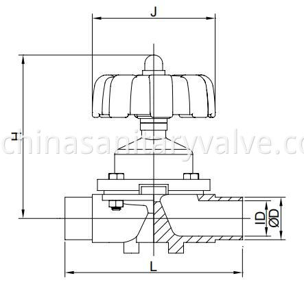 Sanitary manual diaphragm valves weld end plastic handwhee